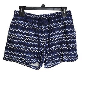 Old Navy Womens Shorts Small Blue Chevron Casual Linen Blend Pockets Drawstring